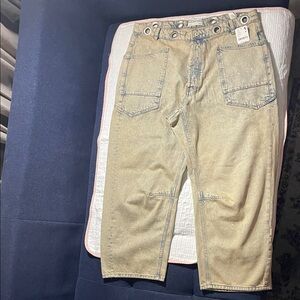 Free People Tan Wide Leg Jeans